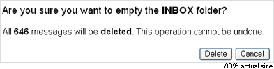 Webmail folder deletion screen mockup