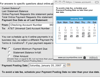 Citi online payment screen