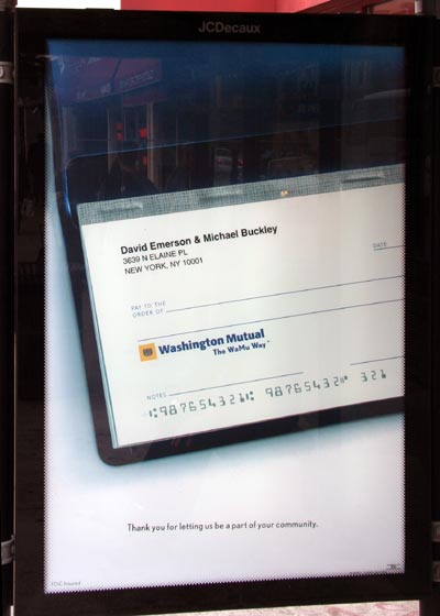 WaMu ad with joint checking account, two male names